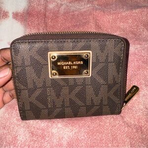 Michael Kors Brown and Tan Wallet Durable Compact Design
